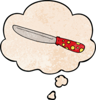 cartoon knife and thought bubble in grunge texture pattern style png