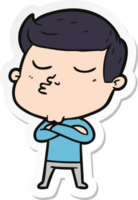 sticker of a cartoon model guy pouting png