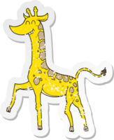 autocollant rétro en détresse d'une girafe de dessin animé png