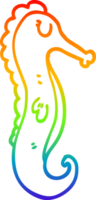 desenho de linha de gradiente de arco-íris desenho animado cavalo-marinho png