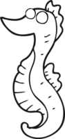 black and white cartoon seahorse png