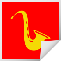 square peeling sticker cartoon musical saxophone png