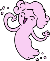 doodle de desenho animado de um fantasma rosa feliz png