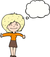 cartoon woman giving thumbs up sign with thought bubble png