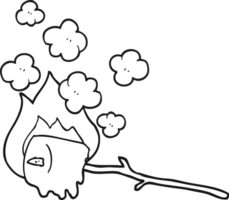 black and white cartoon burning marshmallow png