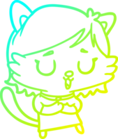 línea de gradiente frío dibujo chica gato png
