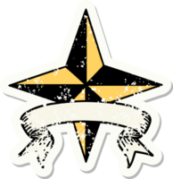 adesivo grunge com banner de uma estrela png