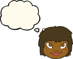 cartoon female face with thought bubble png