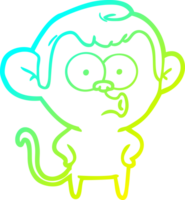 cold gradient line drawing cartoon surprised monkey png