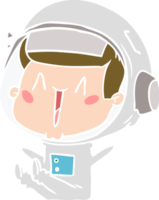 happy flat color style cartoon astronaut sitting png