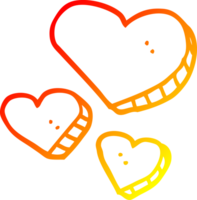 warm gradient line drawing cartoon love hearts png