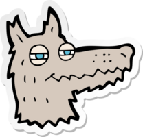 pegatina de una cara de lobo petulante de dibujos animados png