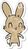 autocollant en détresse d'un lapin de dessin animé mignon png