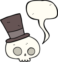 speech bubble cartoon skull wearing top hat png