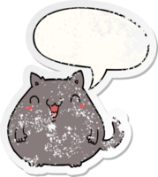 cartoon cat and speech bubble distressed sticker png