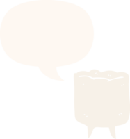 cartoon tooth and speech bubble in retro style png