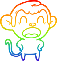 rainbow gradient line drawing shouting cartoon monkey png