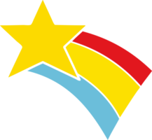 estrela de arco-íris de tiro de desenho retrô de cor plana png