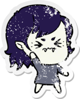 distressed sticker of a annoyed cartoon vampire girl png