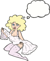 cartoon woman changing with thought bubble png