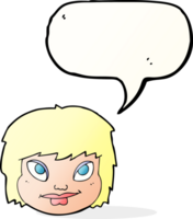 visage féminin de dessin animé avec bulle de dialogue png
