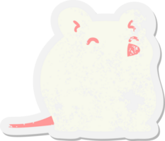 autocollant grunge de souris blanche de dessin animé png