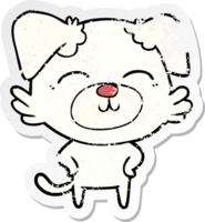 distressed sticker of a cartoon dog png