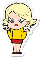 sticker of a cartoon stressed woman png