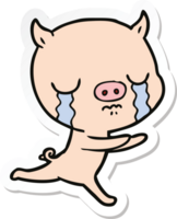 autocollant d'un cochon de dessin animé qui pleure png