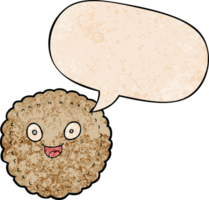 biscoito de desenho animado e bolha de fala no estilo de textura retrô png