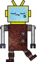 retro grunge textur tecknad robot png