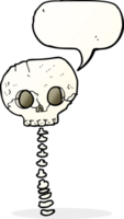 cartone animato spaventoso cranio e colonna vertebrale con discorso bolla png