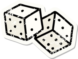 traditional distressed sticker tattoo of lucky dice png