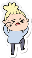 sticker of a cartoon angry woman png