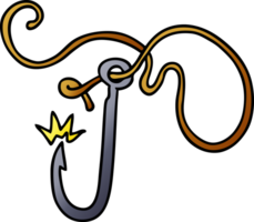 gradient cartoon doodle of a sharp fishing hook png