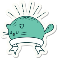 adesivo de gato feliz estilo tatuagem png