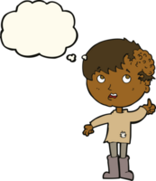 cartoon boy with growth on head with thought bubble png