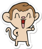 sticker of a cartoon laughing monkey png