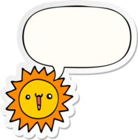 cartoon sun and speech bubble sticker png