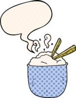 tigela de desenho animado de arroz e bolha de fala no estilo de quadrinhos png