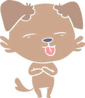 flat color style cartoon dog sticking out tongue png