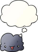 cartoon tiny happy cloud and thought bubble in smooth gradient style png