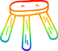 Sgabello in legno del fumetto di disegno a tratteggio sfumato arcobaleno png