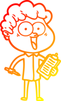 warm gradient line drawing cartoon happy man png