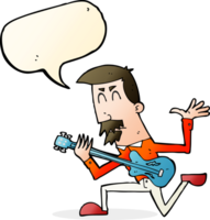 cartoon man playing electric guitar with speech bubble png