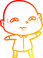 warm gradient line drawing cartoon nervous man png