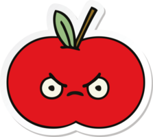 pegatina de una linda manzana roja de dibujos animados png