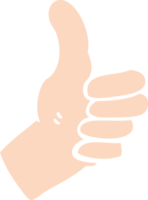 flat color illustration of a cartoon thumbs up sign png