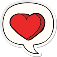 cartoon love heart and speech bubble sticker png