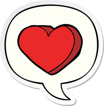 cartoon love heart and speech bubble sticker png